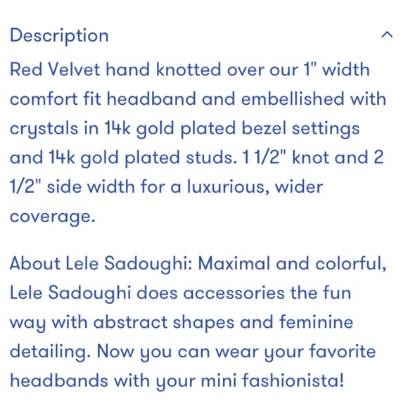 New Lele Sadoughi Red Gold Petite Velvet Gift idea Crystal Studded Knot Headband - Picture 5 of 5